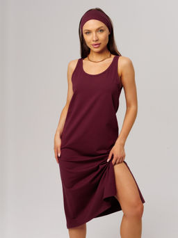 Трикотажная удлиненная туника с разрезами темно-бордовая КТ-18 (28)