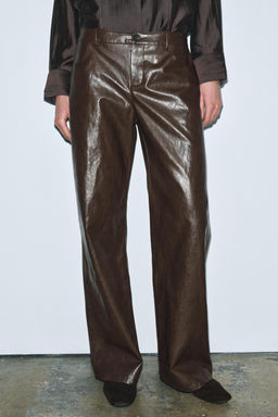 ZW COLLECTION FAUX LEATHER STRAIGHT TROUSERS - Zara фото 2