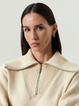 Укороченный джемпер на молнии с воротником апаш