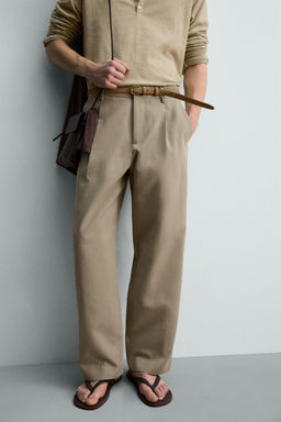 PANTAL?N STRAIGHT FIT PLIEGUES LIMITED EDITION / Khaki claro - Zara фото 5