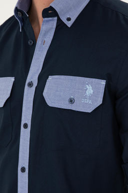 U. S. Polo Assn / Мужская темно-синяя рубашка с длинным рукавом - U.s. polo assn фото 7