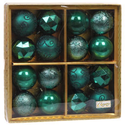Новогодние шары "Зимняя вечеринка" 6 см (набор 16 шт), Изумруд