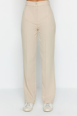Vizon Straight/Duz Kesim Yuksek Bel Nervur Dikisli Dokuma Pantolon TWOSS21PL0093