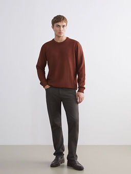 Bisiklet Yaka Kareli Erkek Triko Kazak