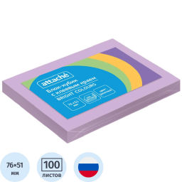 Стикеры ATTACHE Bright colours с клеев.краем 76х51 фиолетовый 100л  фото 2
