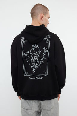 TRENDYOL MAN Antrasit Oversize/Genis Kesim Kapusonlu Cicek Bask? Ici Polar/S?cak Tutan Sweatshirt TMNAW24SW00100 - Trendyolmilla фото 24