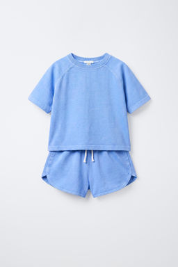 CONJUNTO JOGGING CAMISETA Y BERMUDA LISO / Azul