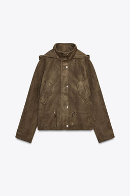 HOODED FAUX SUEDE JACKET - Zara фото 7