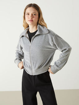 Dik Yaka Oversize Kad?n Kadife H?rka