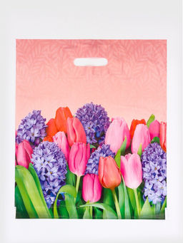 Цена за 50 шт. Пакет подарочный «Лирика», полиэтиленовый с вырубной ручкой, 40×47 см, 45 мкм