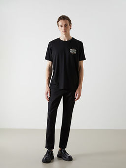 Bisiklet Yaka K?sa Kollu Bask?l? Penye Erkek Ti??rt