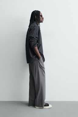 CAMISA RELAXED FIT CUADROS / Azul / Gris - Zara фото 4