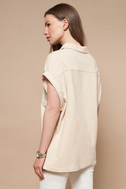 Over-size футболка-поло из трикотажа пике. - Vilatte фото 2