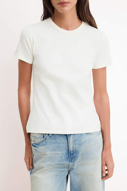 Ekru Premium Basic Regular/Normal Kal?p K?sa Kollu Interlok Orme T-Shirt TWOSS26TS00130 - Trendyolmilla фото 3