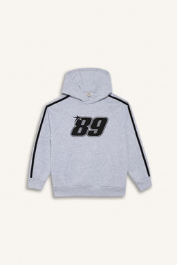 Kap__onlu Bask_l_ Sweatshirt Erkek _ocuk - Defacto фото 2