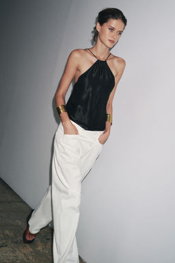 ZW COLLECTION PLEATED COTTON TROUSERS - Zara фото 10