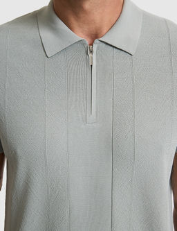 Koyu Mint Slim Fit Polo Yaka Fermuarl_ Triko Ti__rt