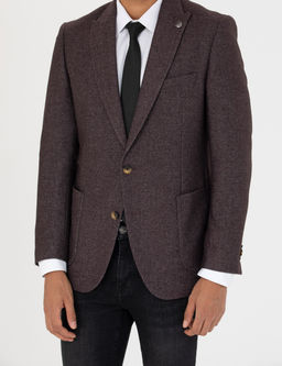 Bordo Ekstra Slim Fit Y_n Kar___ml_ Blazer Ceket