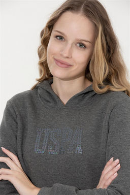 Женский базовый свитшот антрацитового меланжа Неожиданная скидка в корзине