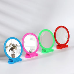 Цена за 10 шт. Зеркало настольное, круглое, настенное, 11.5×17.8 см, (d=9.5 см), МИКС