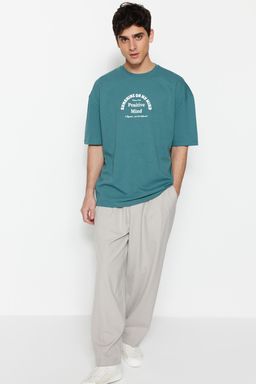TRENDYOL MAN Oversize/Genis Kesim Bisiklet Yaka K?sa Kol Yaz? Bask?l? Pamuklu Kal?n T-Shirt TMNSS23TS00083 - Trendyolmilla фото 13