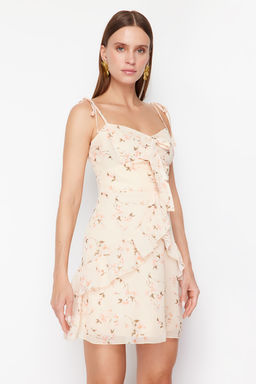 Pudra Cicekli A-line Sifon Astarl? Mini Dokuma Elbise TWOSS24EL00791 - Trendyolmilla фото 3