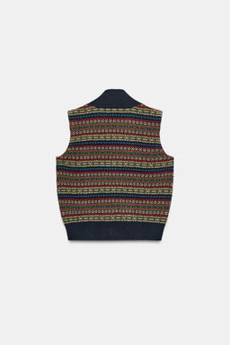 JACQUARD KNIT WOOL BLEND WAISTCOAT - Zara фото 8