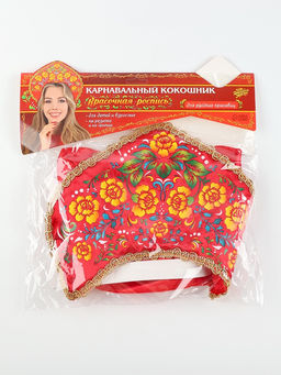 Кокошник «Красочная роспись», красный, р-р 54-58
