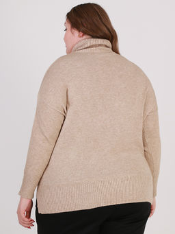Свитер бежевый базовый женский больших размеров - Almond фото 2