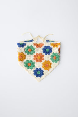 BANDANA PUNTO CROCHET FLORES / Crudo