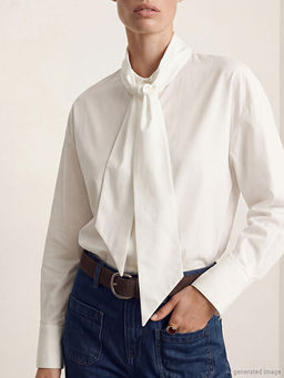 Ba?lamal? Fular Yaka Poplin Kad?n G?mlek