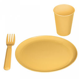 Набор для пикника 9 предметов: тарелка д20см - 3шт, стакан 280мл - 3шт, вилка - 3шт, бледно-желтый (Россия) - Домашняя мода фото 2