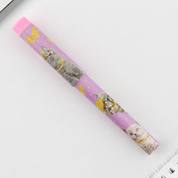 Цена за 10 шт. Ручка шариковая синяя паста 0.7 мм с колпачком «Котики» пластик