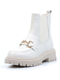 01-5273-2 WHITE Ботинки демисезонные женские (натуральная кожа, байка)