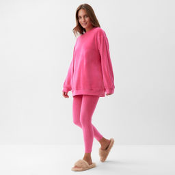 Костюм женский (свитшот, леггинсы) KAFTAN Plushy, размер 48-50, фуксия