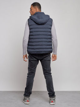 Жилетка мужская утепленная с капюшоном темно-синего цвета 886TS - YUNDA фото 5