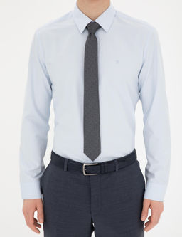 A__k Mavi Slim Fit Uzun Kollu Basic G_mlek
