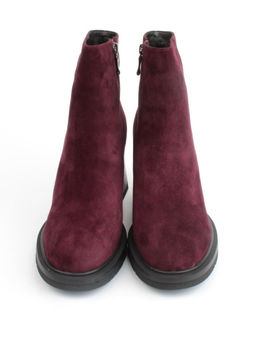 04-M3-9204 WINE Ботильоны зимние женские (натуральная кожа, натуральный мех)
