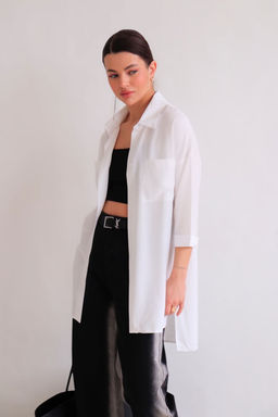 Рубашка удлинённая в стиле оверсайз с разрезами по бокам - Martichelli фото 10