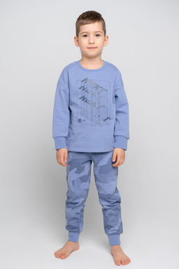 CROCKID СТОК! Пижама. Цвет: пыльно-голубой джинс, геометрия  фото 2