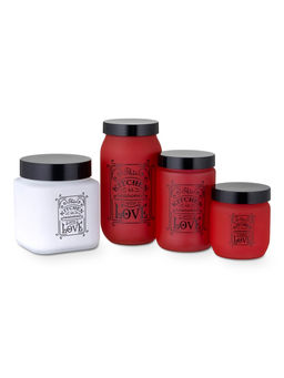 Банка для сыпучих продуктов Любовь на кухне, 425 мл, стекло, красная