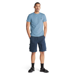 Футболка Timberland T-Shirt Dunstan River Jersey Crew Neck Slim синяя  фото 3
