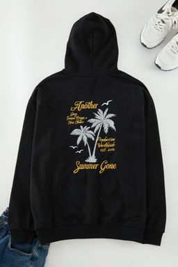 TRENDYOL MAN Siyah Oversize/Genis Kesim Kapusonlu Ici Polar/S?cak Tutan S?rt Nak?sl? Sweatshirt TMNAW25SW00070 - Trendyolmilla фото 5