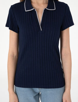 Lacivert Slim Fit Basic Ti__rt