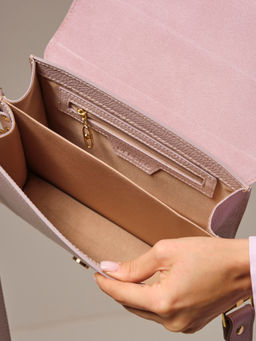 Сумка кожаная через плечо Deboro 30574 розовый дым