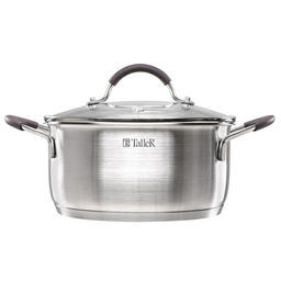 Кастрюля из нержавеющей стали Lira 2,8л, д20см, h10см, s0,5мм, дно д18см, s4мм, стеклянная жаропрочная крышка, стальной обод, пароотвод, силиконовые вставки коричневого цвета, капсулированное дно, полировка внешняя - матовая, внутренняя - матовая,