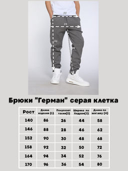 Брюки Герман серая клетка - Ладошки фото 11