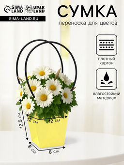 Цена за 10 шт. Сумка для цветов тиснение шампань влагостойкая, 12?12 - 8?8 - 12.5 см