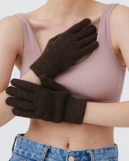 Перчатки из пуха яка 31100 темно-коричневые