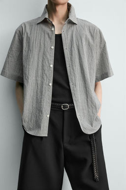 CAMISA REGULAR FIT ESTRUCTURA CUADROS / Blanco / Negro - Zara фото 6